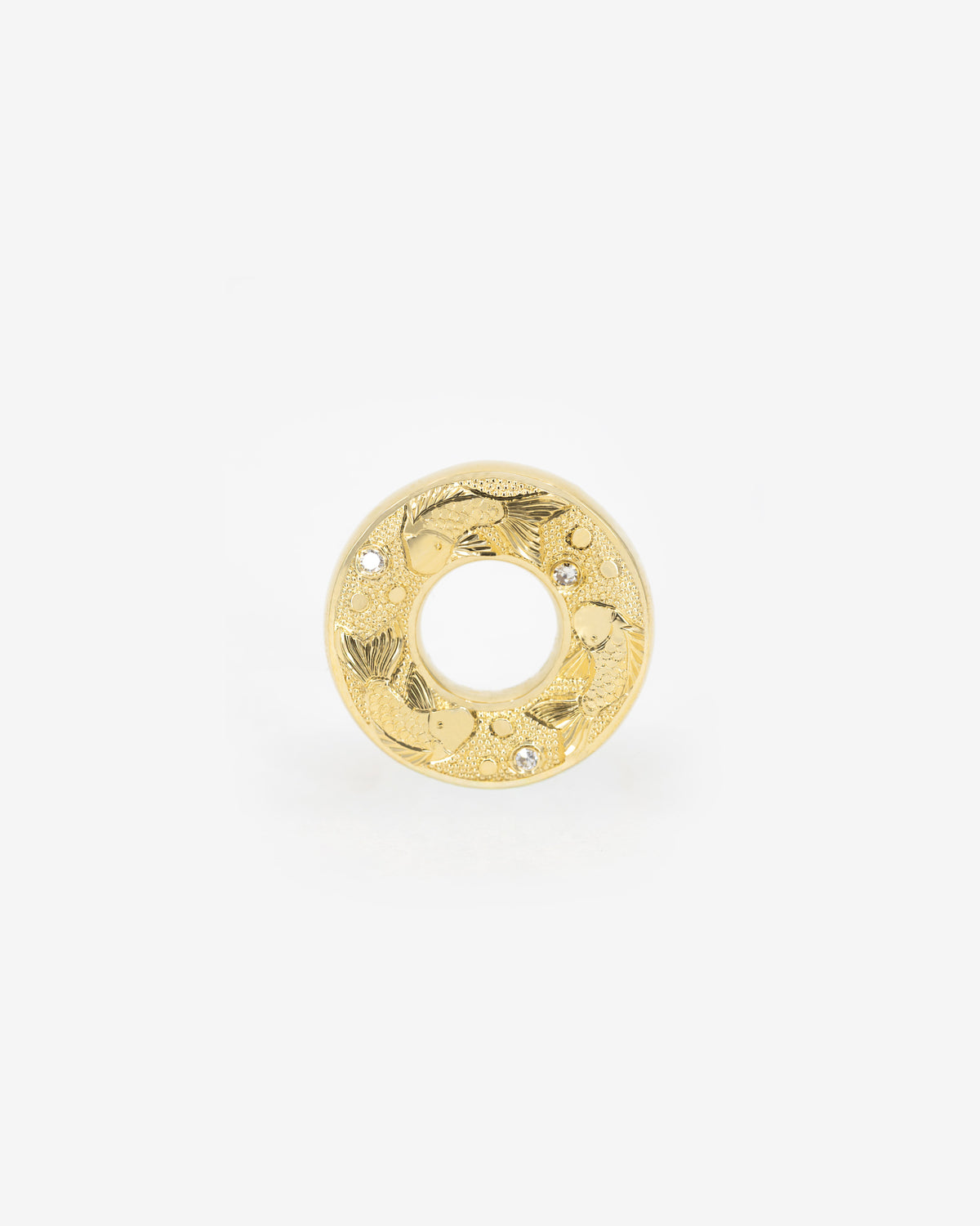 Hag Stone Pendant - Plump Mini Fish and Bubbles